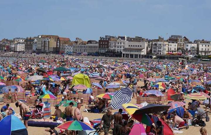 A packed Margate beach - plenty will be down from London for the day. Picture: Gareth Fuller/PA
