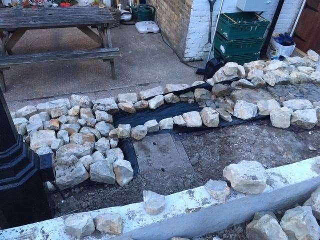 Work is under way on a water feature at the pub