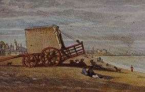 A bathing machine - beloved by those wanting to take the waters - on Walmer Beach. Picture: Judith Davies